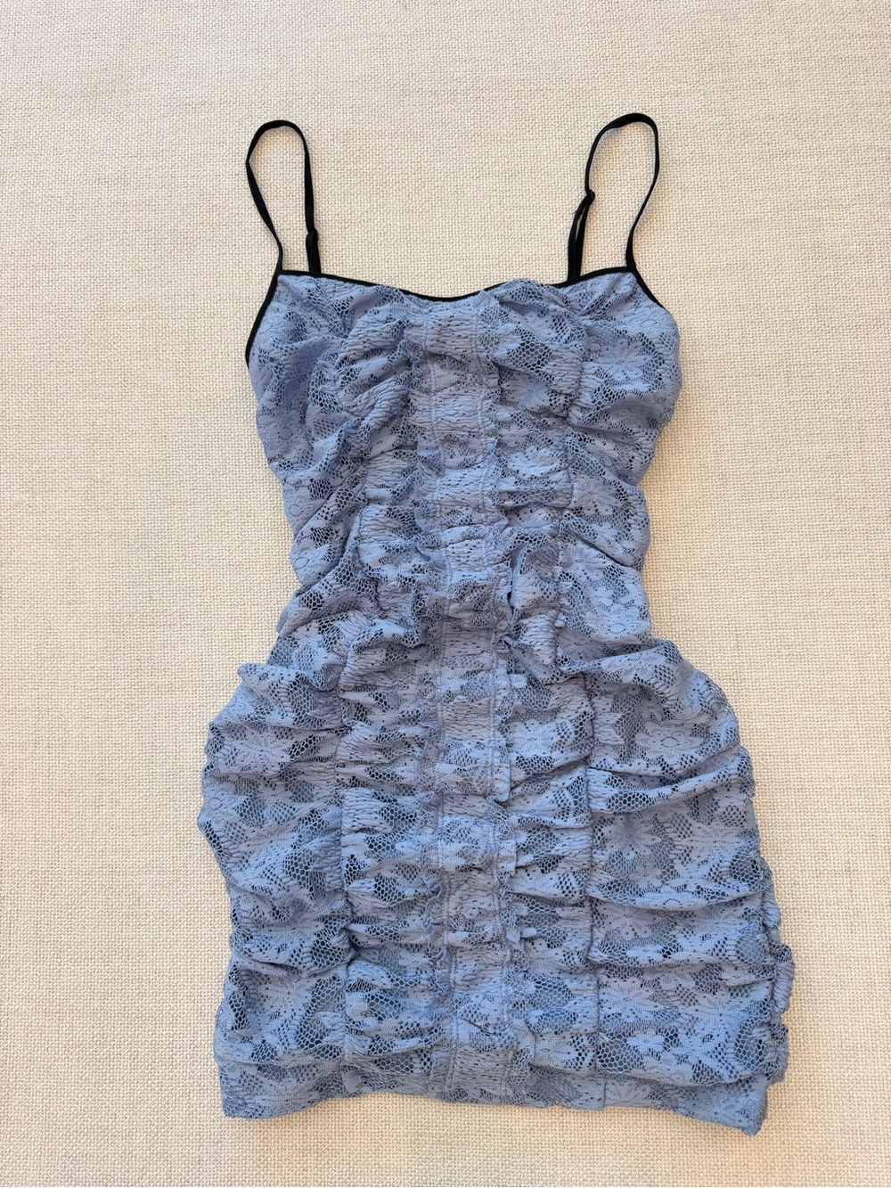 Urban Outfitters Blue Lace Ruched Spaghetti-Strap Dress